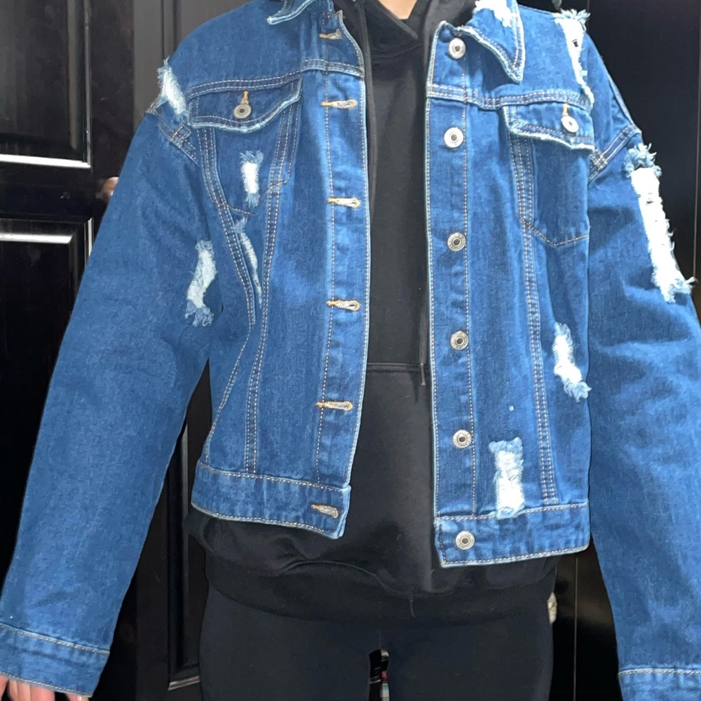 Distress jean jacket